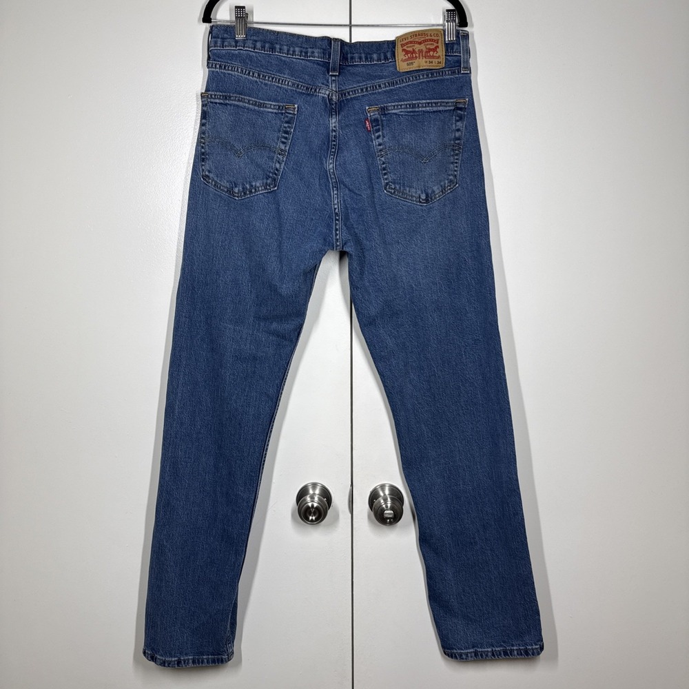 Levis 505 Mens‎ Size 34x34 Regular Fit Jeans Medium Wash Denim Straight Leg 2024